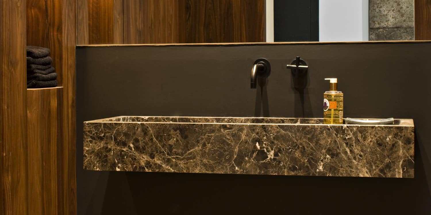 Marron Emperador marble sink